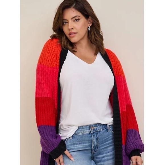 Torrid CHUNKY DUSTER BALLOON SLEEVE SWEATER - Picture 3 of 10